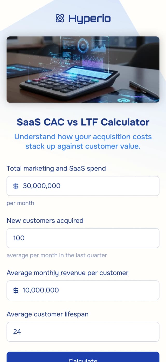 SaaS calculator funnel example